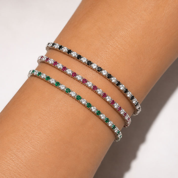 925 Sterling Silver Multicolor Tennis Bracelet - 2mm