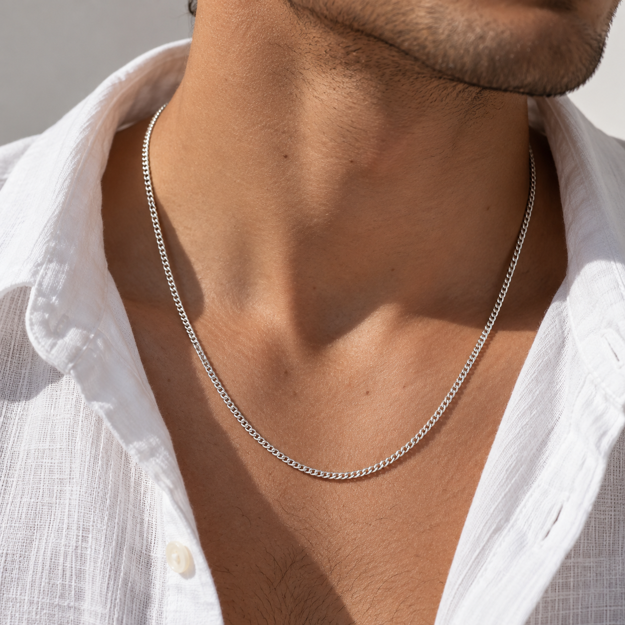 Men’s 925 Sterling Silver Curb Chain Necklace – 3mm