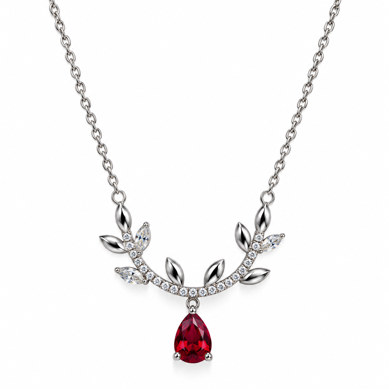 Leaf Charm Sterling Silver Bracelet with Gemstone Details