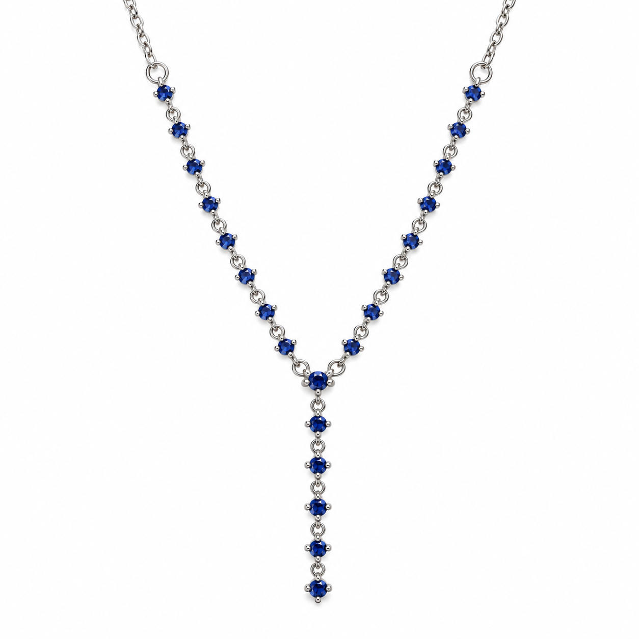 Blue Sapphire Y-Lariat Necklace – 925 Sterling Silver