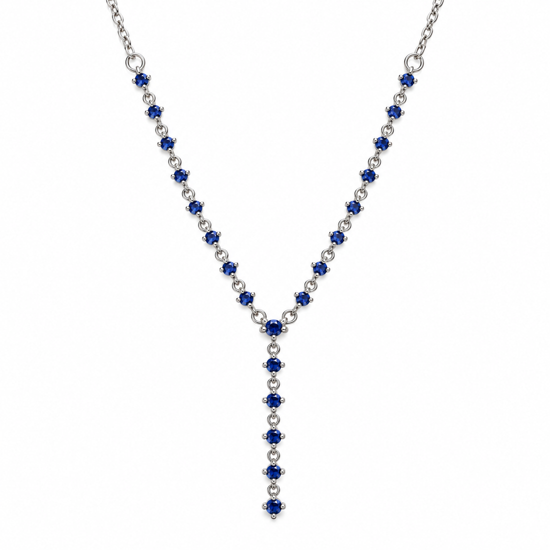 Blue Sapphire Y-Lariat Necklace – 925 Sterling Silver