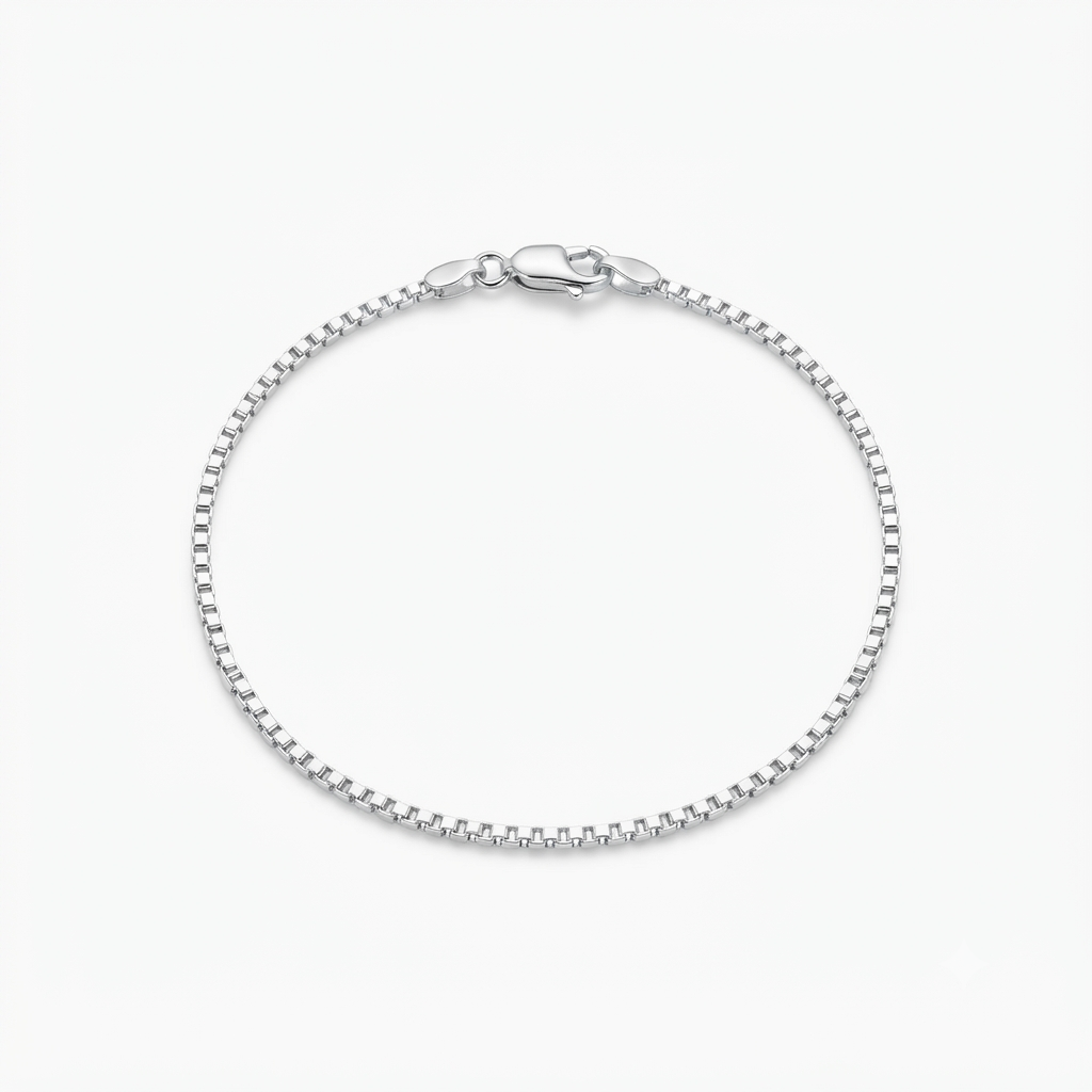 925 Sterling Silver Box Chain Bracelet for Men | Minimalist Square Link Bracelet | Modern Everyday Style