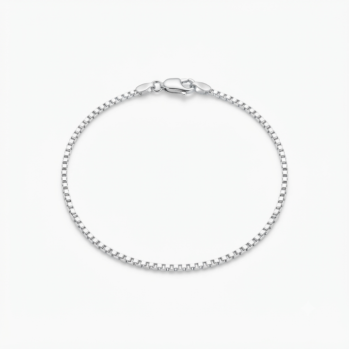 925 Sterling Silver Box Chain Bracelet for Men | Minimalist Square Link Bracelet | Modern Everyday Style