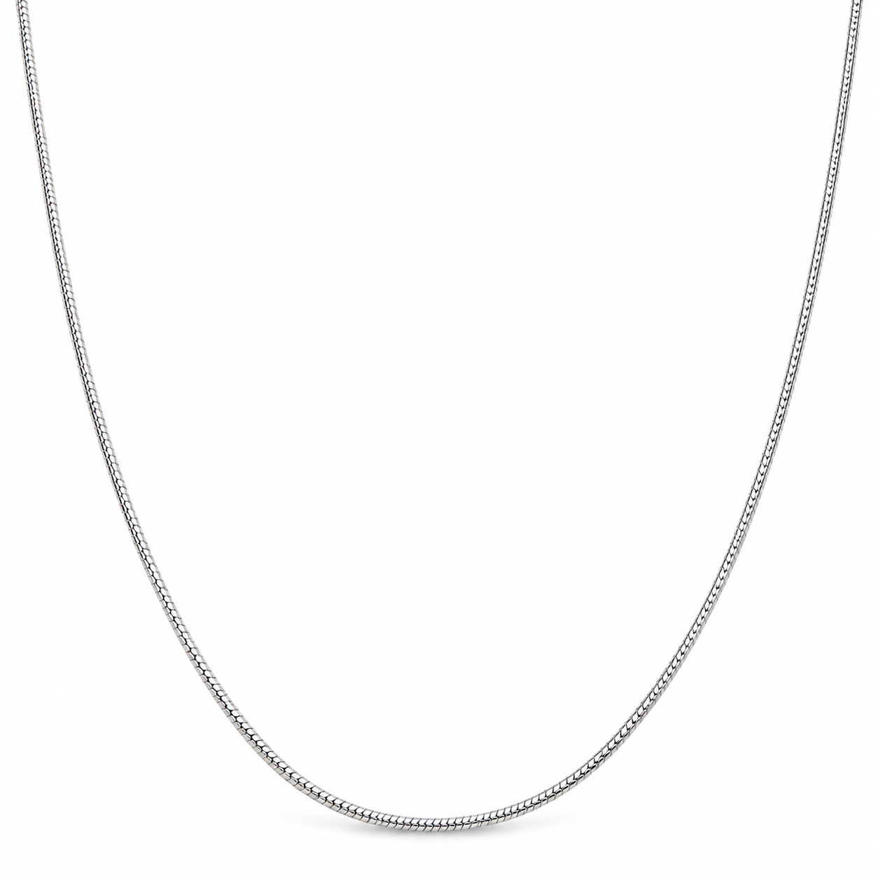 A silver-toned box chain necklace shown against a plain white background.