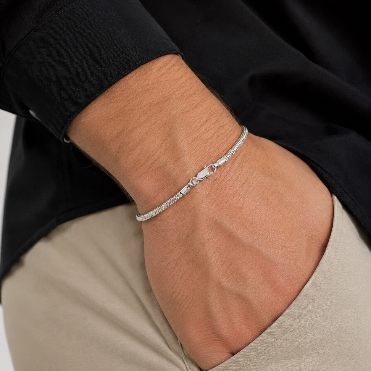 925 Sterling Silver Snake Chain Bracelet for Men | Minimalist Italian Style | Everyday Luxury