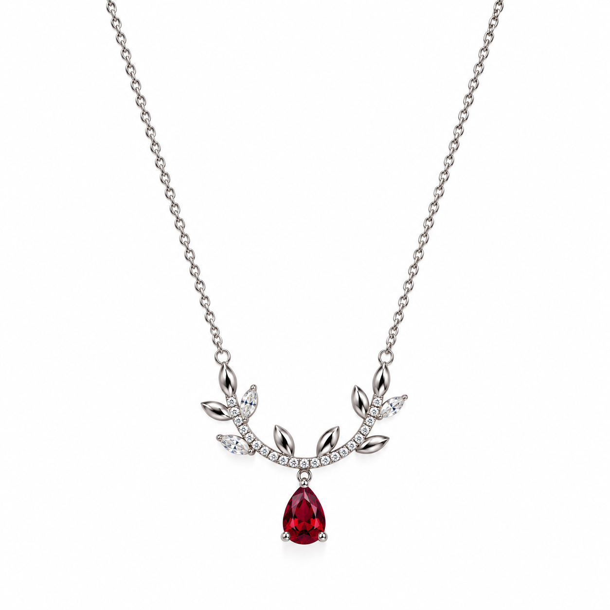 Leaf Charm Sterling Silver Bracelet with Gemstone Details