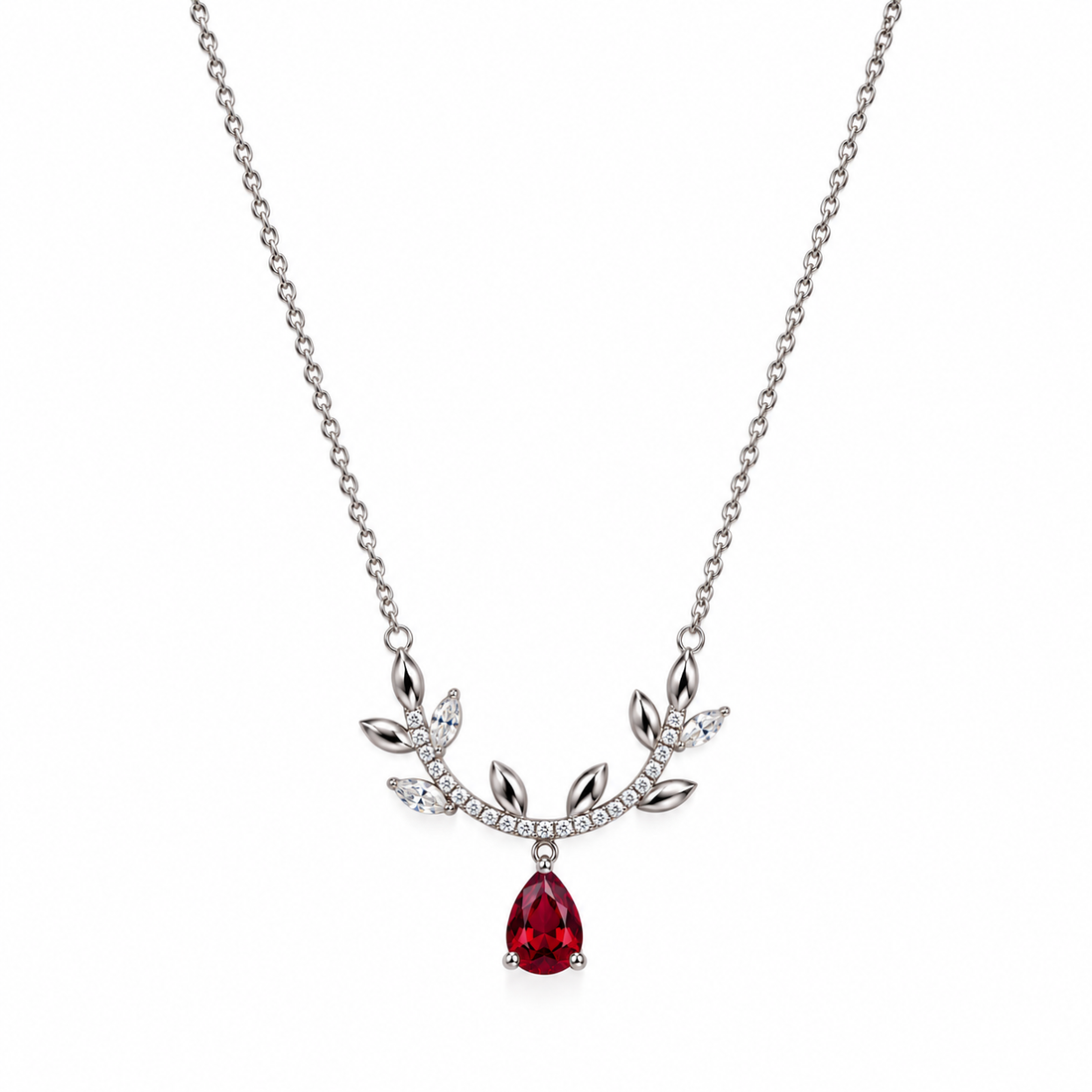 Leaf Charm Sterling Silver Bracelet with Gemstone Details
