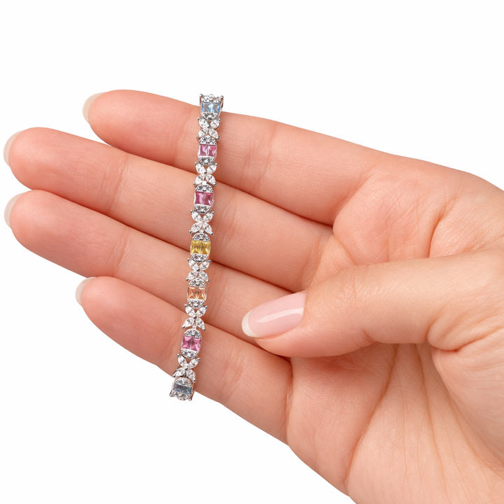 Elegant Rainbow Baguette Tennis Bracelet