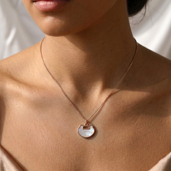 Luminous Longevity Lock Necklace - Mother of Pearl & 925 Sterling Silver