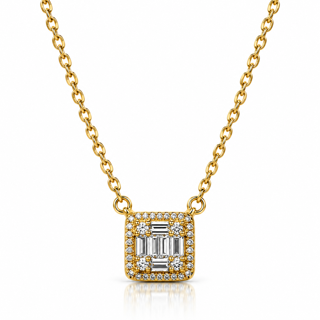 Geometric Baguette Pendant Necklace in 925 Sterling Silver