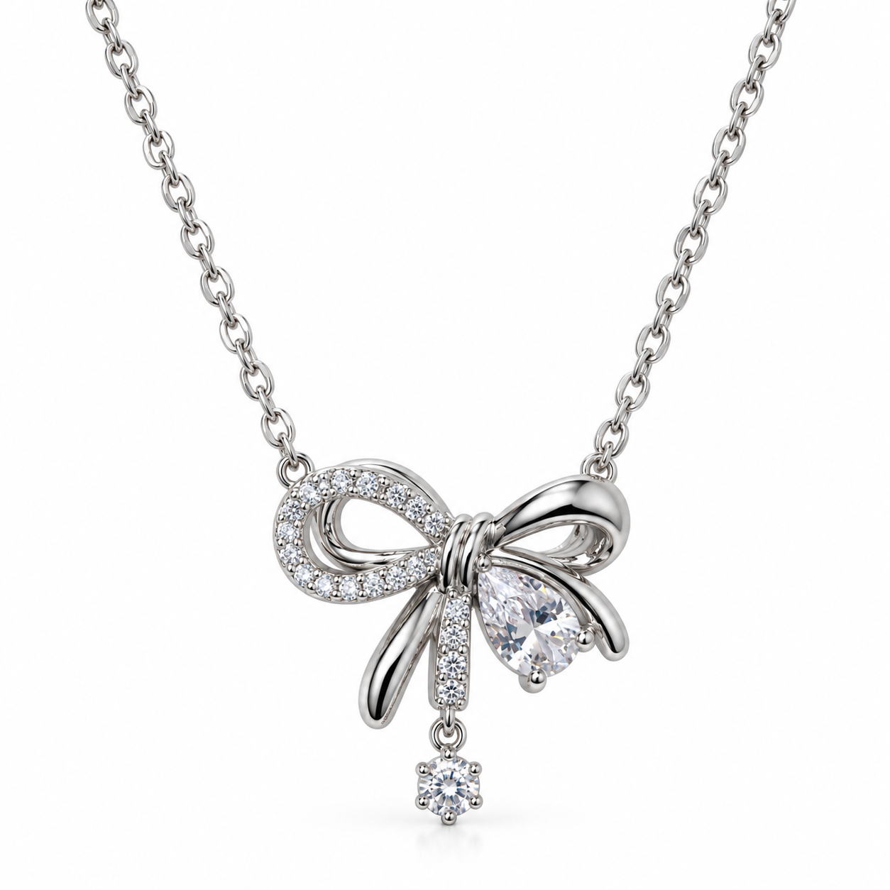 Bow Elegance Necklace – 925 Sterling Silver