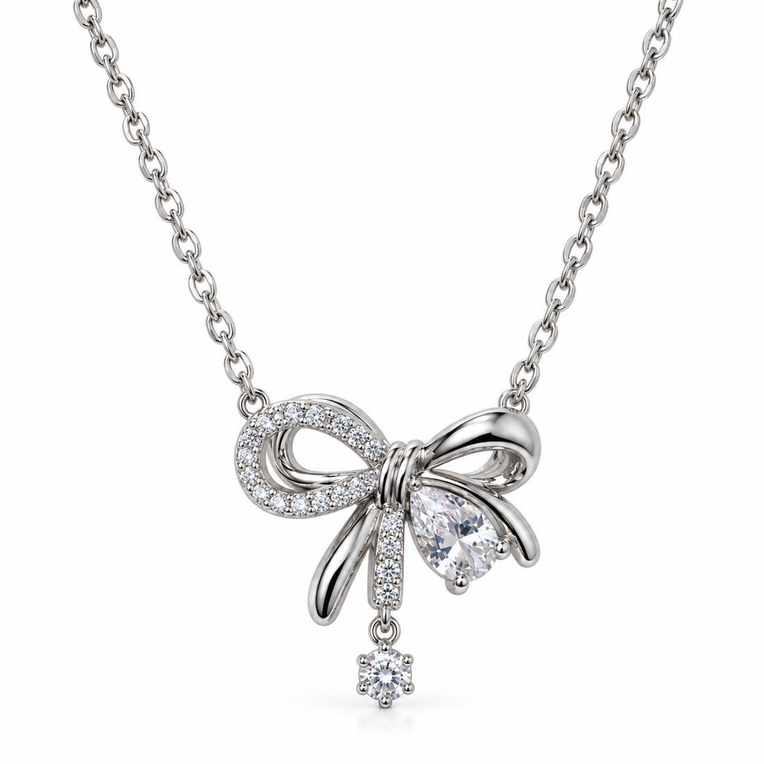 Bow Elegance Necklace – 925 Sterling Silver