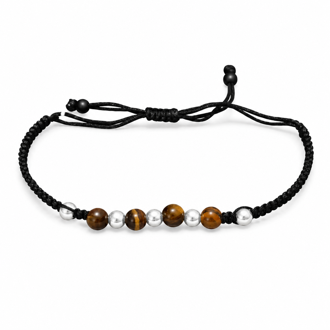 Tiger Eye Beaded Bracelet for Men – 925 Sterling Silver Beads | Adjustable Handmade Bracelet