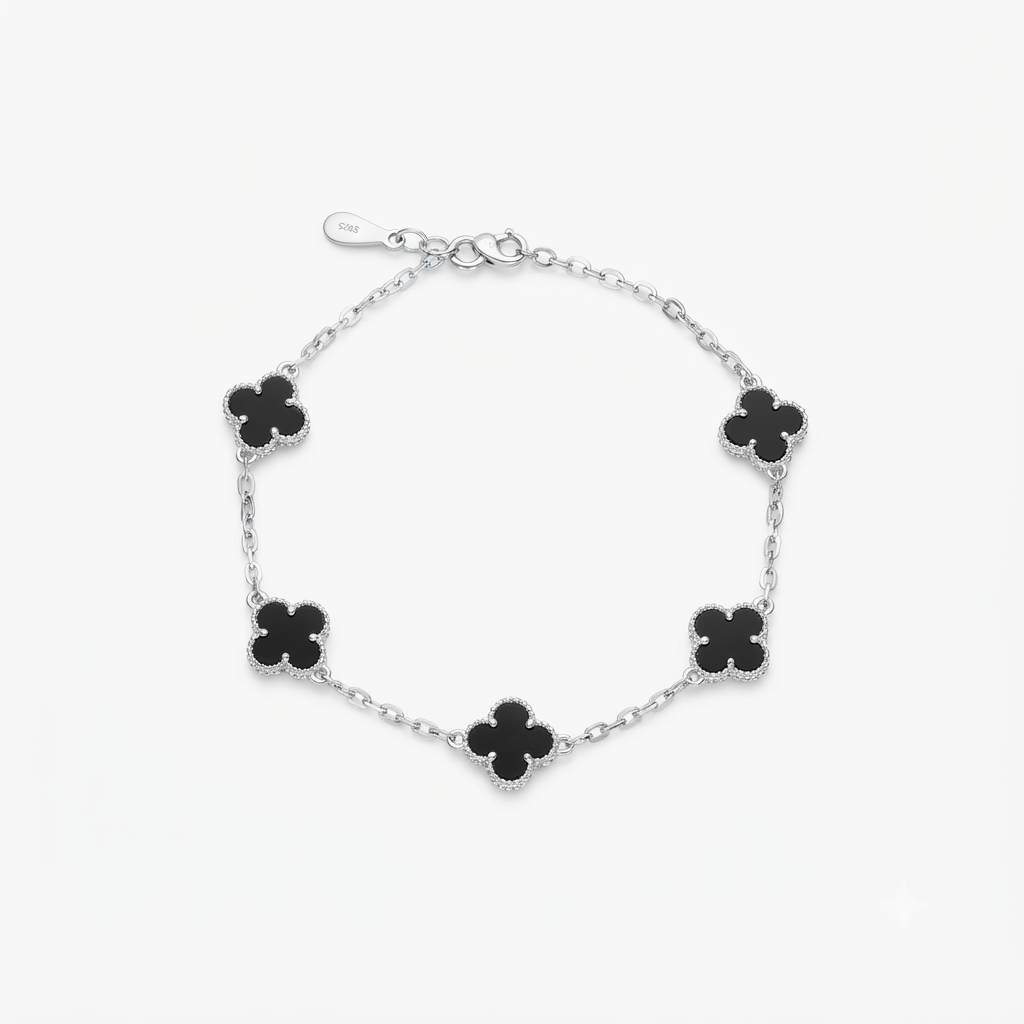 Black Clover Silver Bracelet