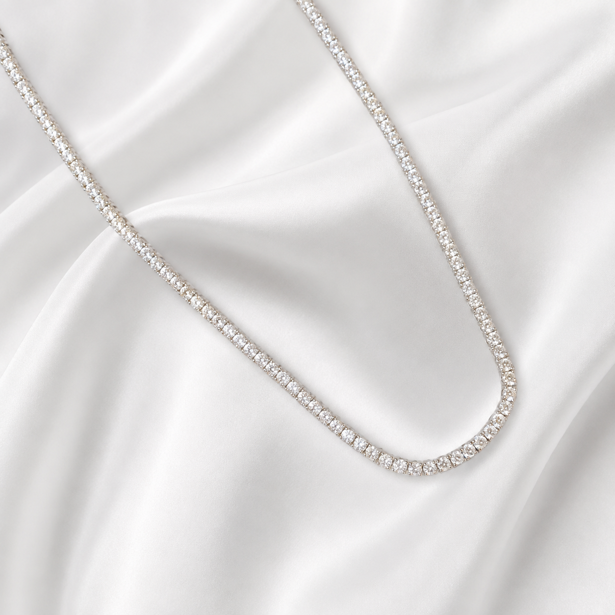 4mm Tennis Necklace – 925 Sterling Silver Cubic Zirconia Chain