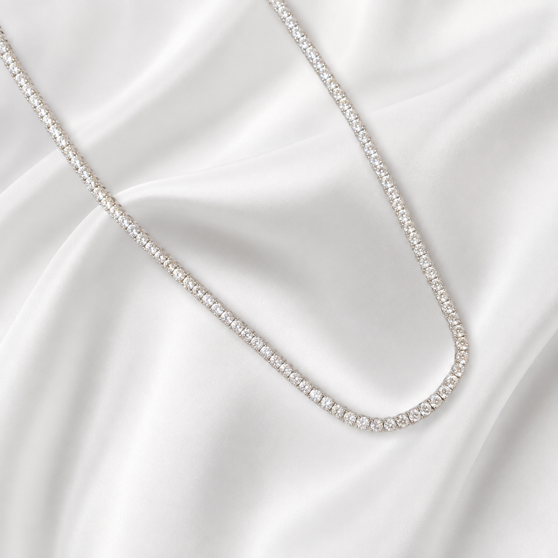 4mm Tennis Necklace – 925 Sterling Silver Cubic Zirconia Chain