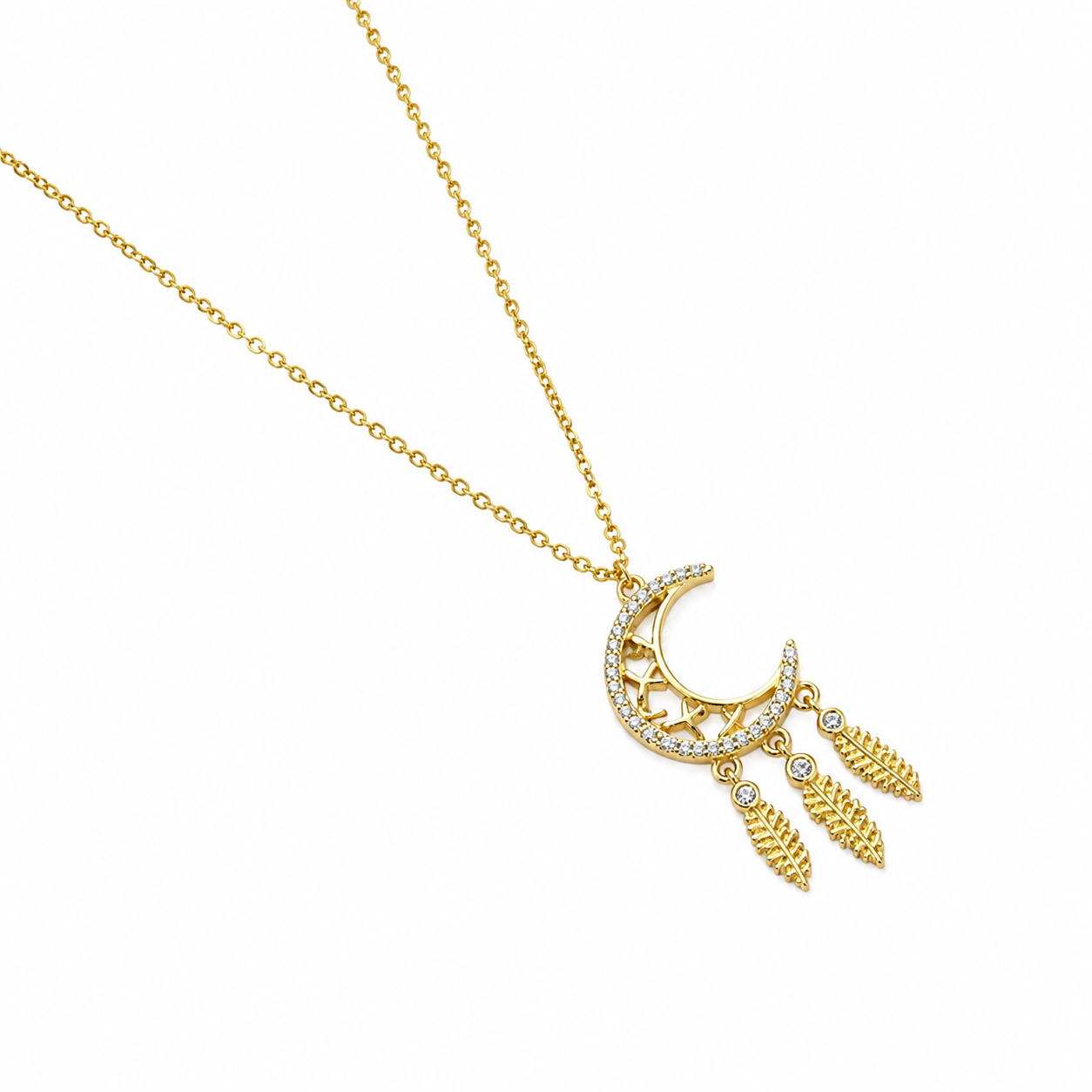 925 Sterling Silver Crescent Moon Dreamcatcher Necklace