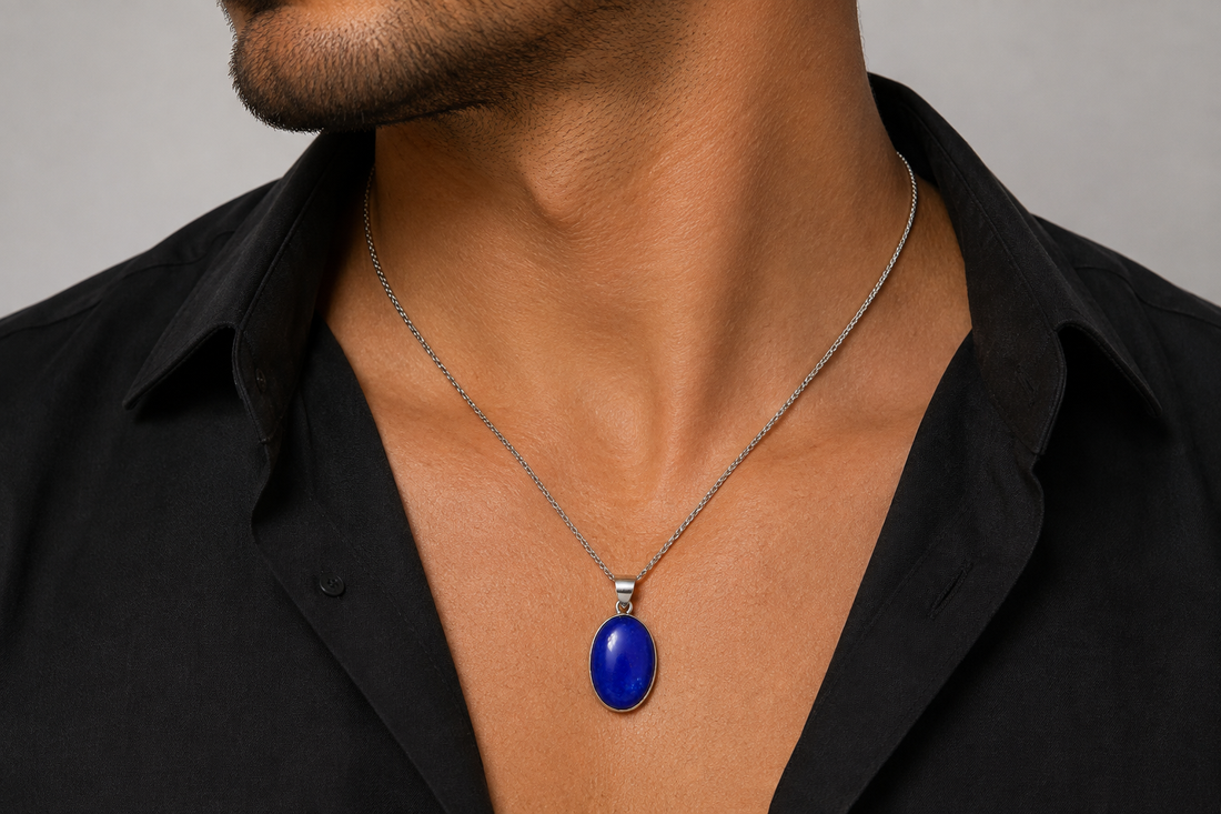 Blue Lapis Oval Pendant | Classic Minimalist Gemstone Necklace