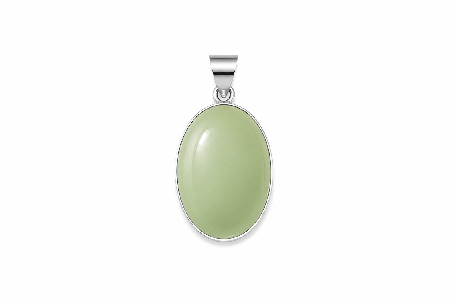 Light Green Jade Oval Pendant | Minimalist Gemstone Necklace
