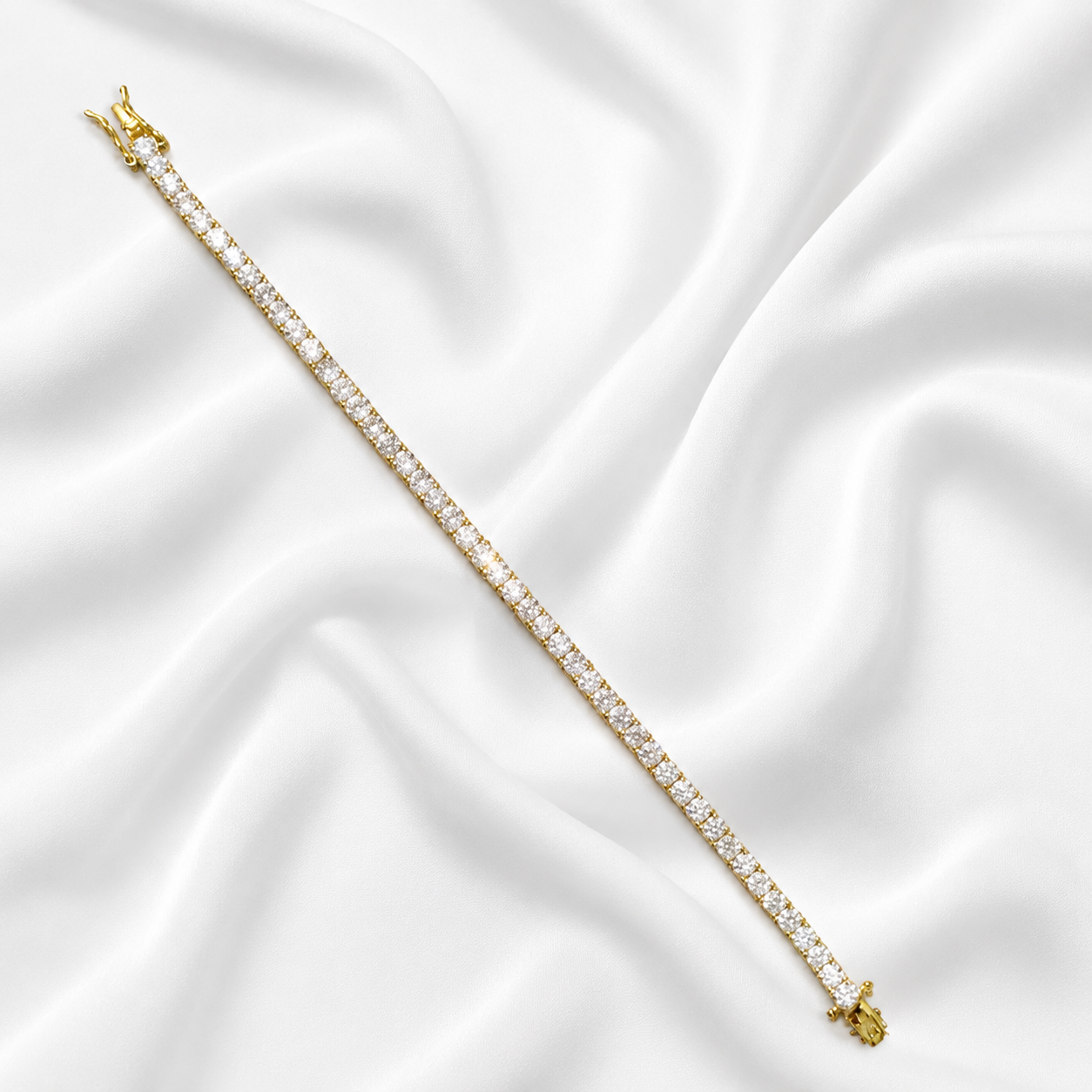Gold Tennis Bracelet – Elegant CZ Stone Tennis Bracelet - Sterling silver925-4mm