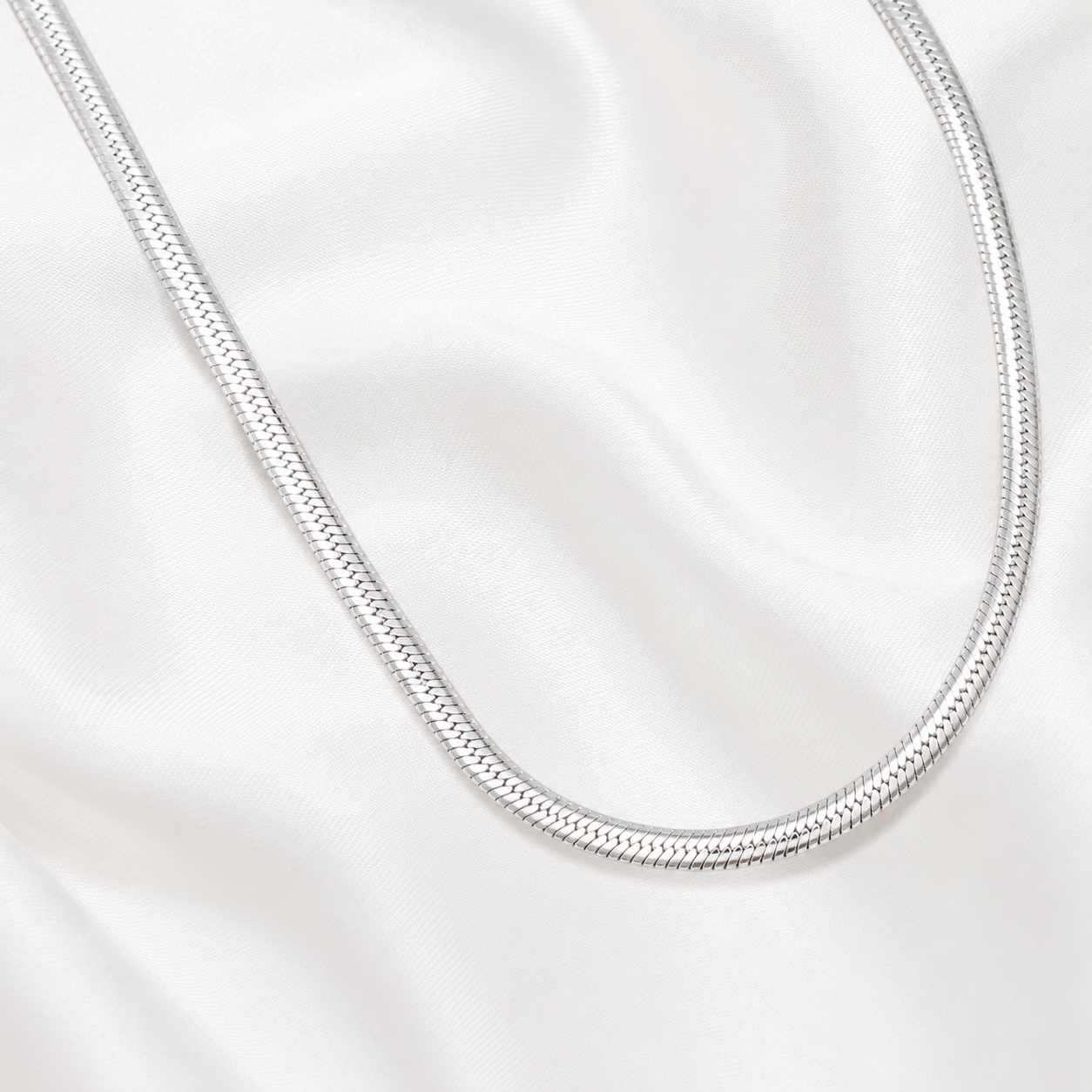 4mm Sterling Silver Snake Chain Necklace, 62cm
