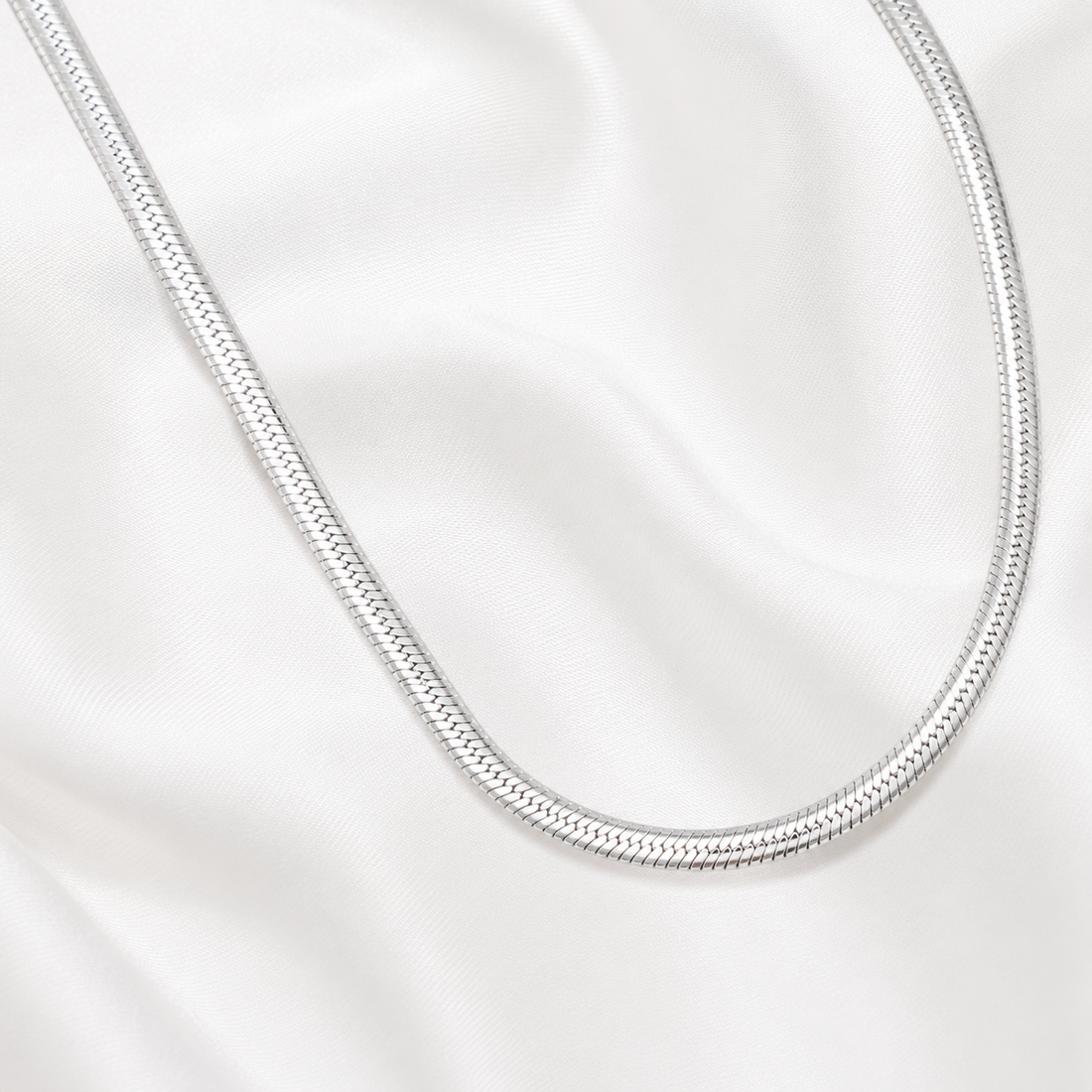 4mm Sterling Silver Snake Chain Necklace, 62cm