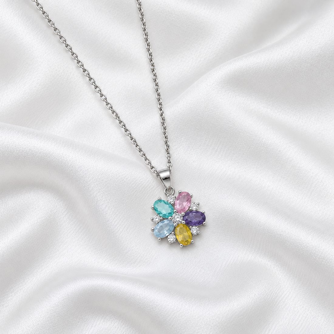 Rainbow Blossom Necklace – 925 Sterling Silver