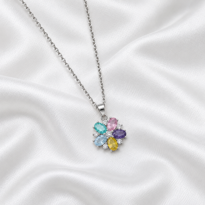 Rainbow Blossom Necklace – 925 Sterling Silver