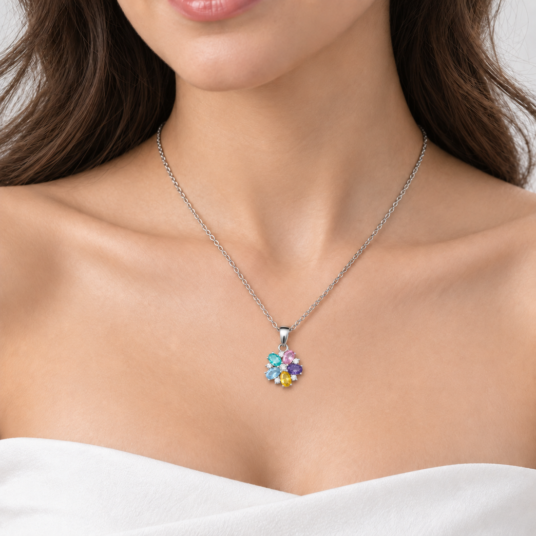 Rainbow Blossom Necklace – 925 Sterling Silver