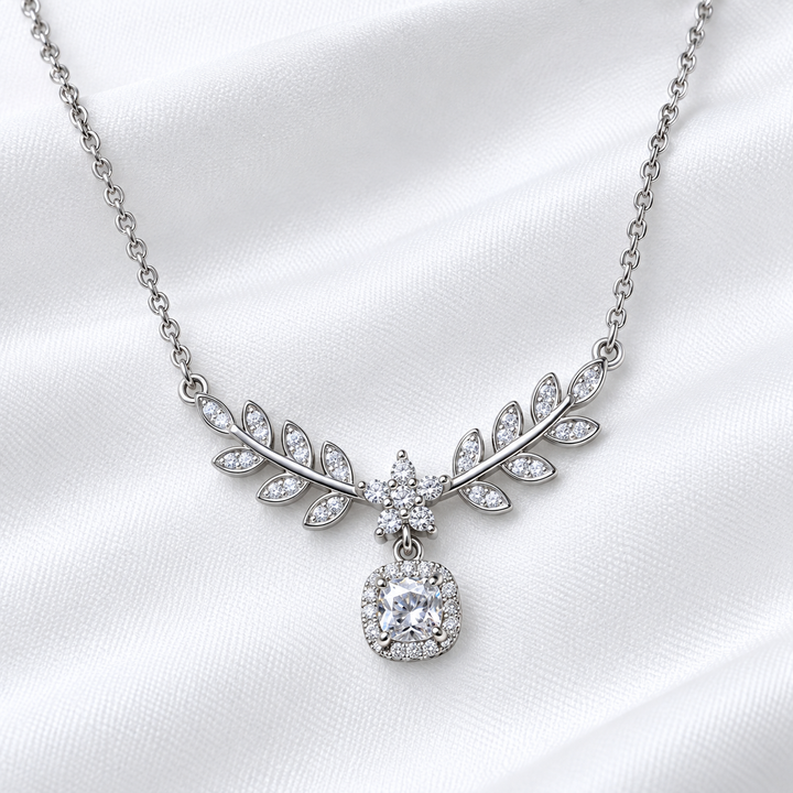 925 Sterling Silver Leaf Drop Necklace