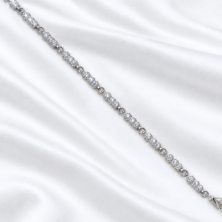Sparkling Cluster Bracelet in 925 Sterling Silver – Adjustable