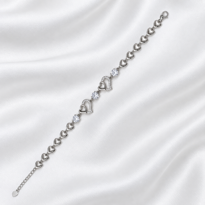 Eternal Hearts 925 Sterling Silver Bracelet - 20cm - adjustable 17cm-20cm