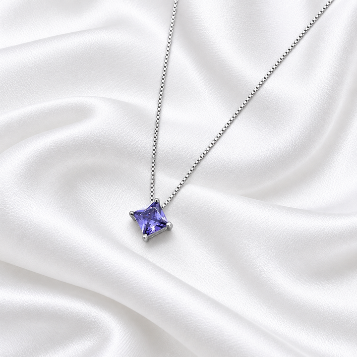 Princess-Cut Purple Stone Necklace