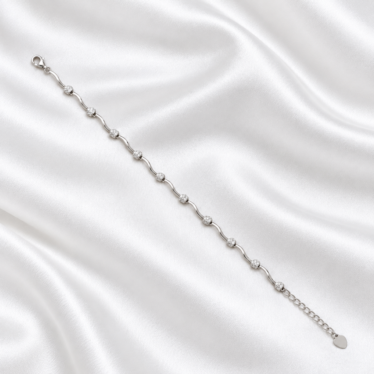 Wave Pavé Bracelet in 925 Sterling Silver
