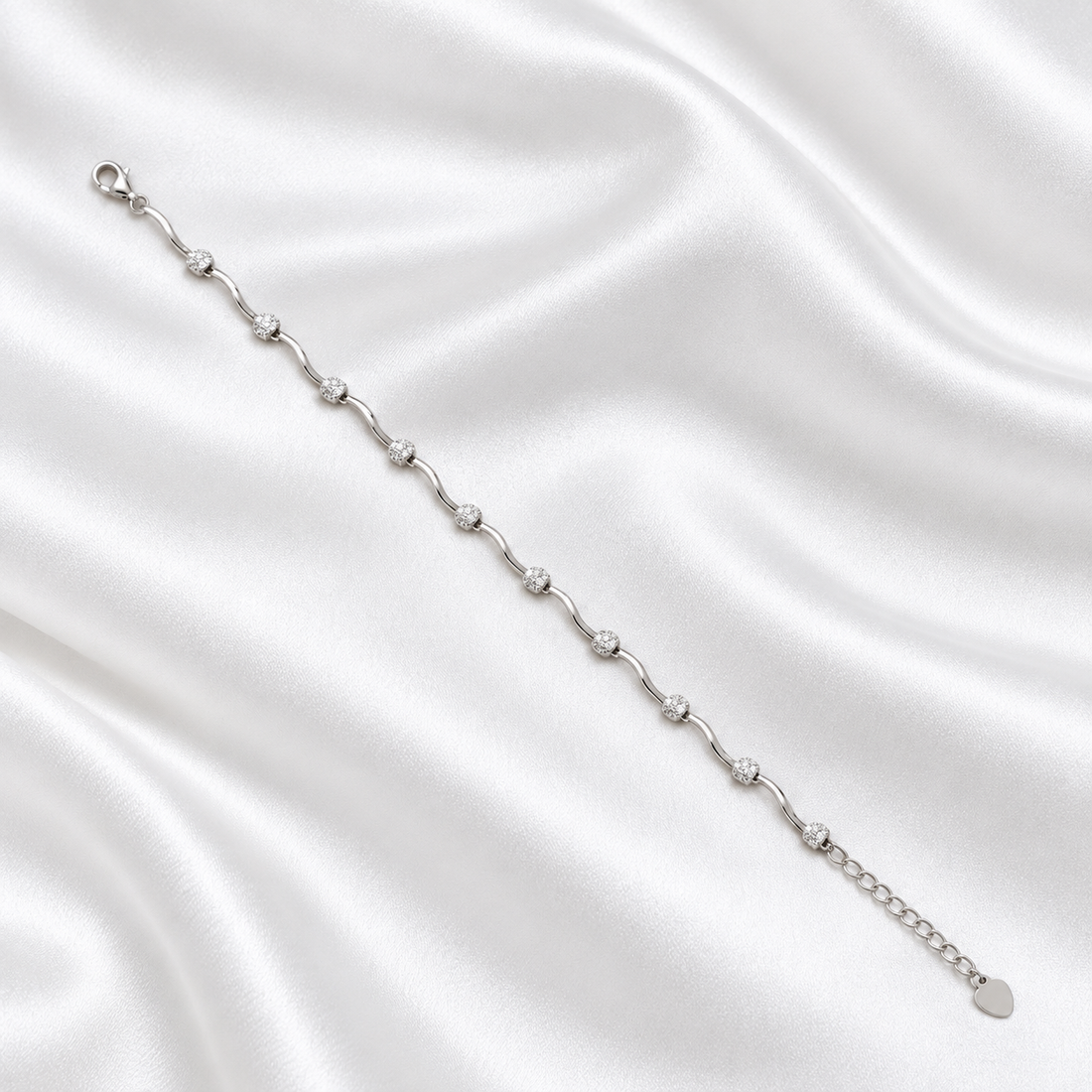 Wave Pavé Bracelet in 925 Sterling Silver