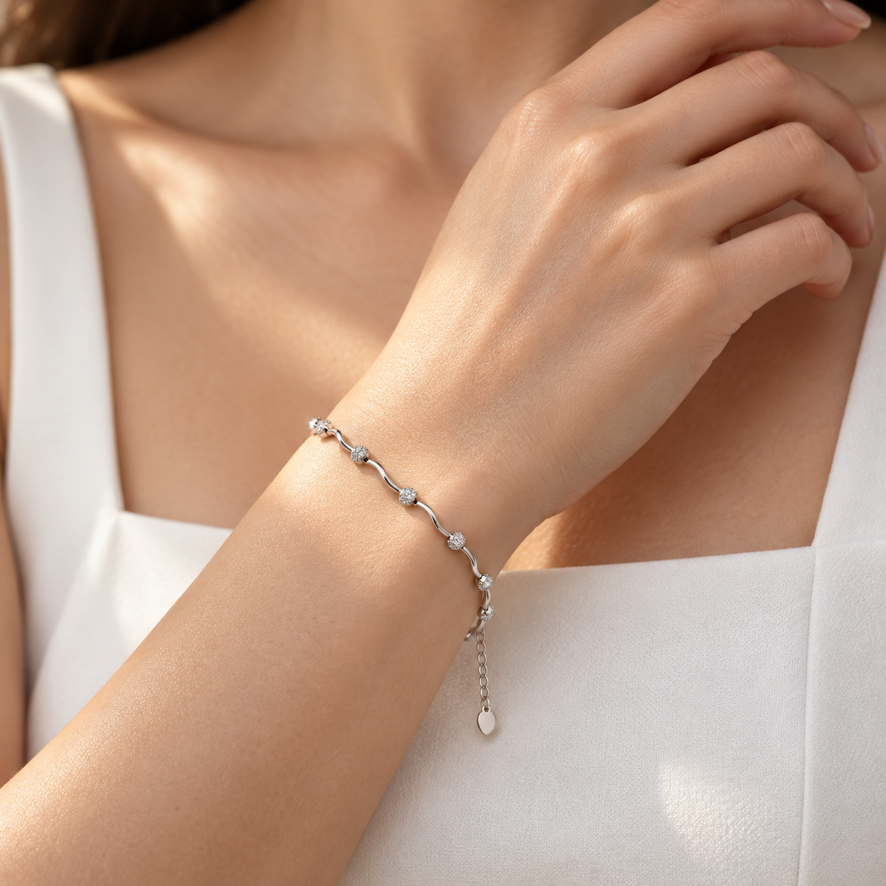 Wave Pavé Bracelet in 925 Sterling Silver