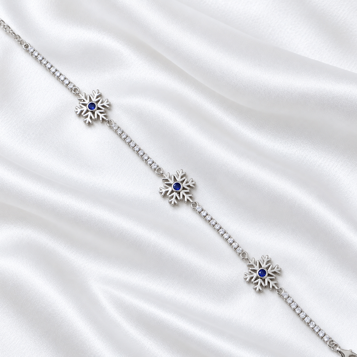 snowflake bracelet with clear and blue cubic zirconia in 925 sterling silver

