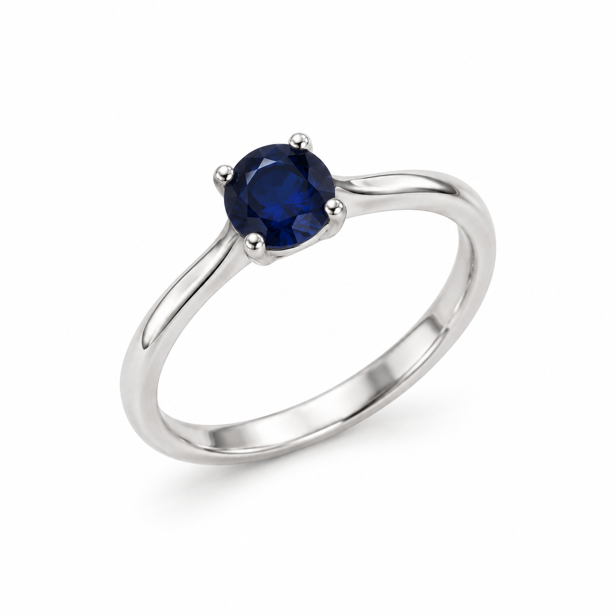 Women’s blue round-cut cubic zirconia solitaire ring in 925 sterling silver
