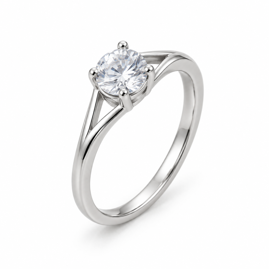 Round-Cut Cubic Zirconia Solitaire Ring – 925 Sterling Silver