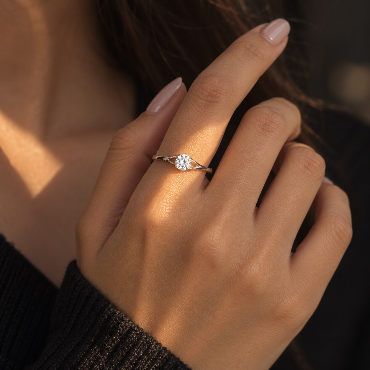 Round-Cut Cubic Zirconia Solitaire Ring – 925 Sterling Silver