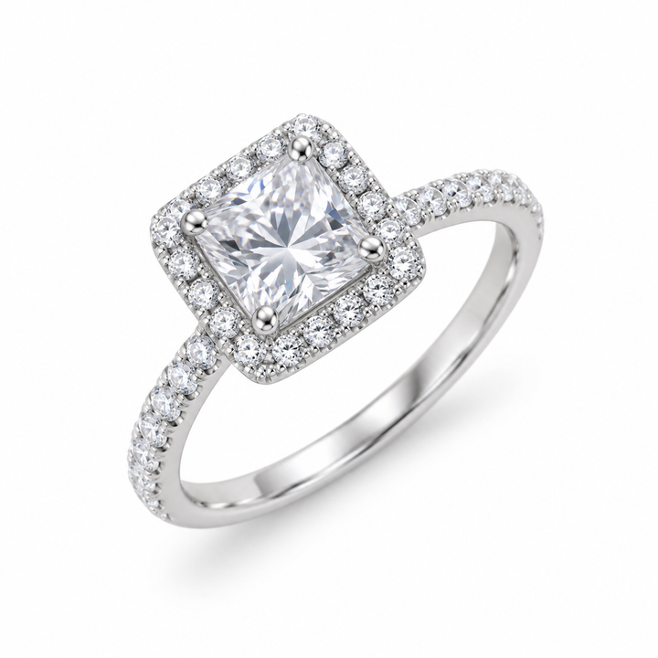 Cushion-Cut Cubic Zirconia Halo Ring – 925 Sterling Silver
