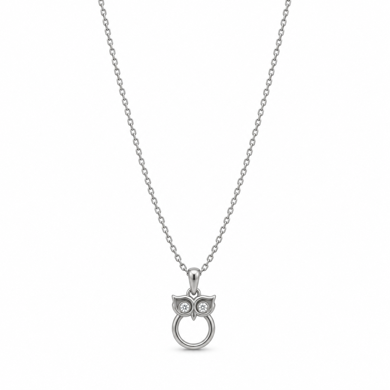 Owl Pendant Necklace in 925 Sterling Silver