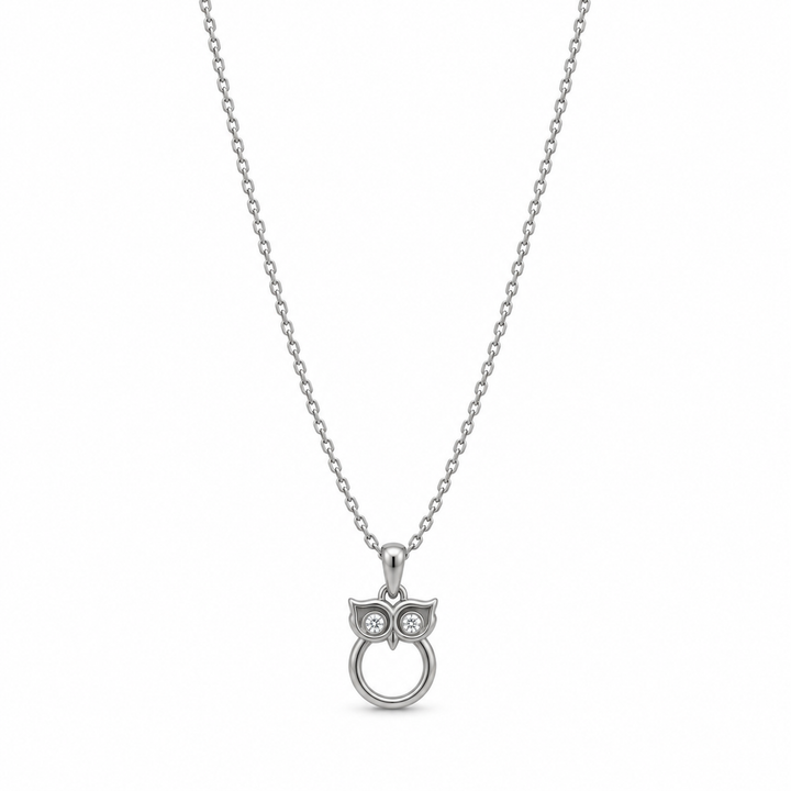 Owl Pendant Necklace in 925 Sterling Silver