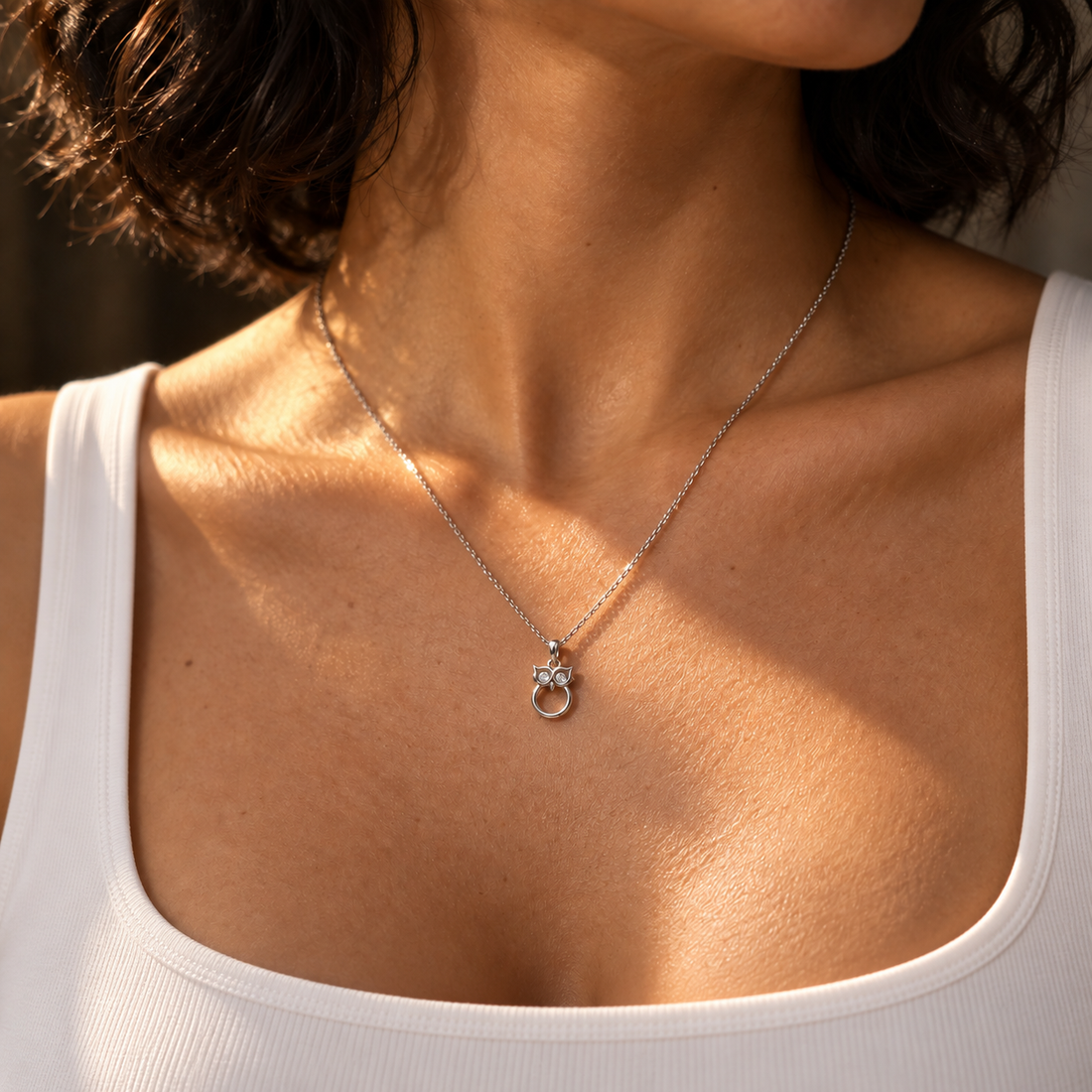 Owl Pendant Necklace in 925 Sterling Silver
