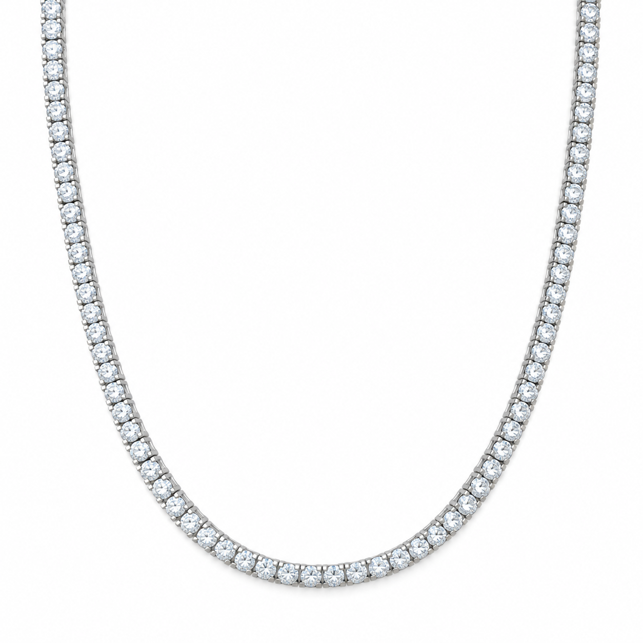 4mm Tennis Necklace – 925 Sterling Silver Cubic Zirconia Chain, 42cm