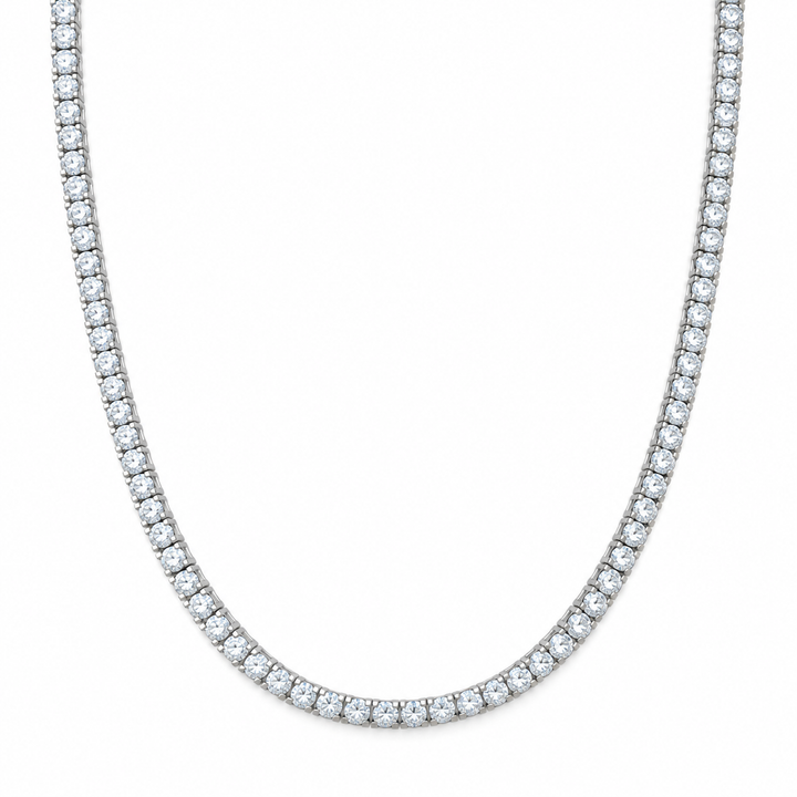 4mm Tennis Necklace – 925 Sterling Silver Cubic Zirconia Chain, 42cm