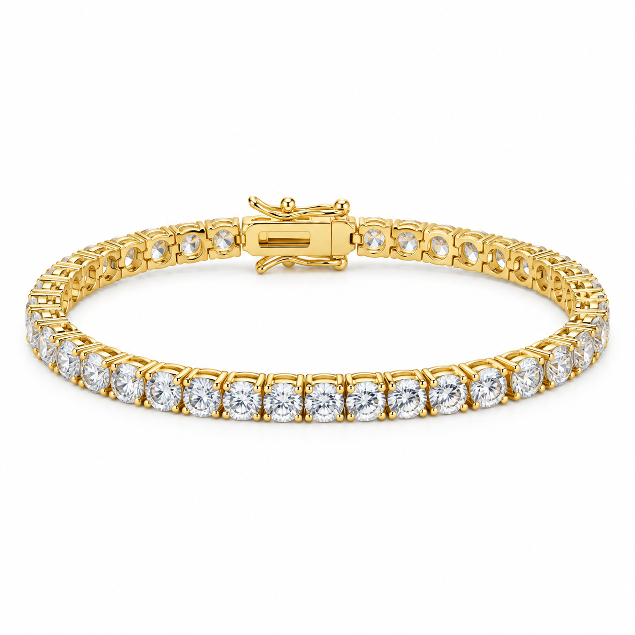 Gold-Tone Zircon Tennis Bracelet in 925 Sterling Silver – 4mm