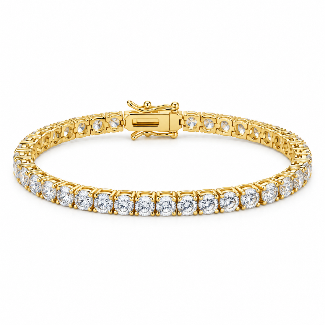 Gold-Tone Zircon Tennis Bracelet in 925 Sterling Silver – 4mm