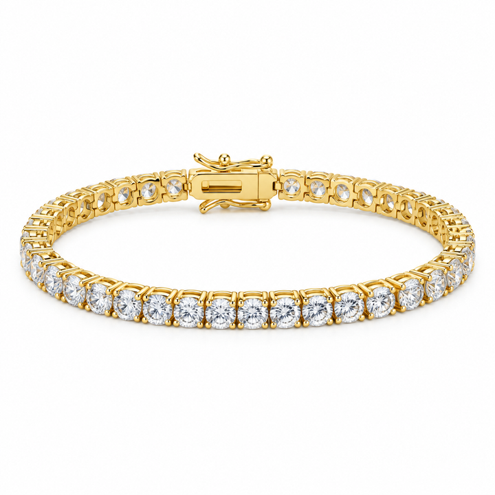 Gold-Tone Zircon Tennis Bracelet in 925 Sterling Silver – 4mm