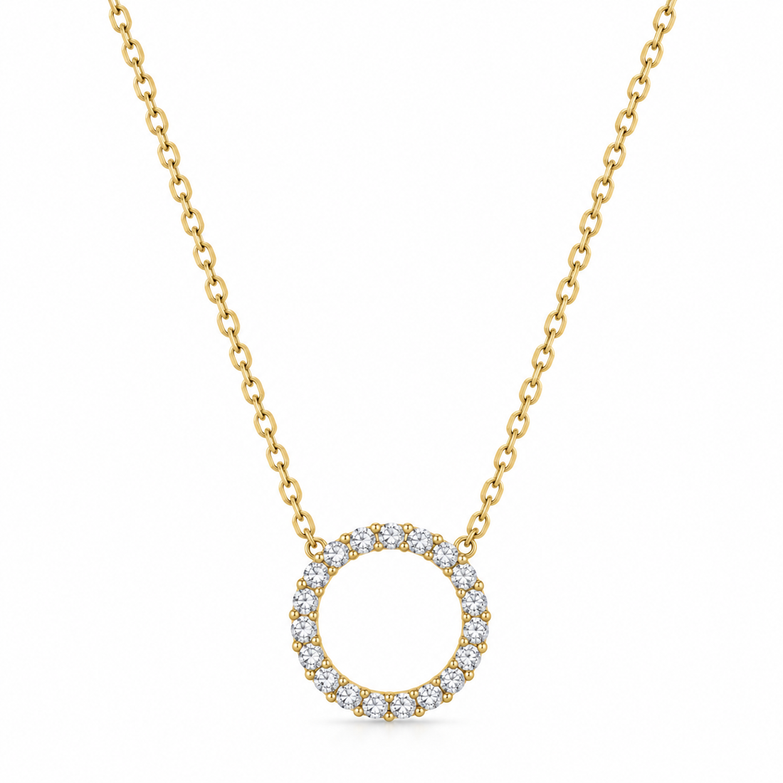 Eternal Sparkle Circle Necklace - 925 Sterling Silver